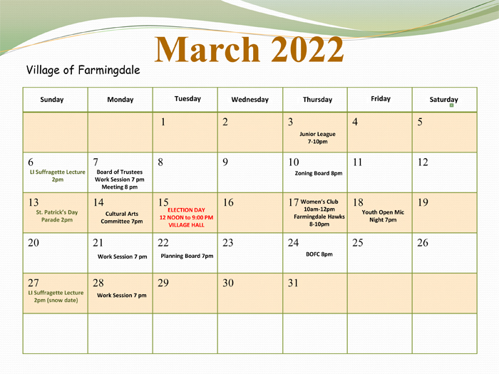 Farmingdale Fall 2022 Calendar Inc. Village Of Farmingdale